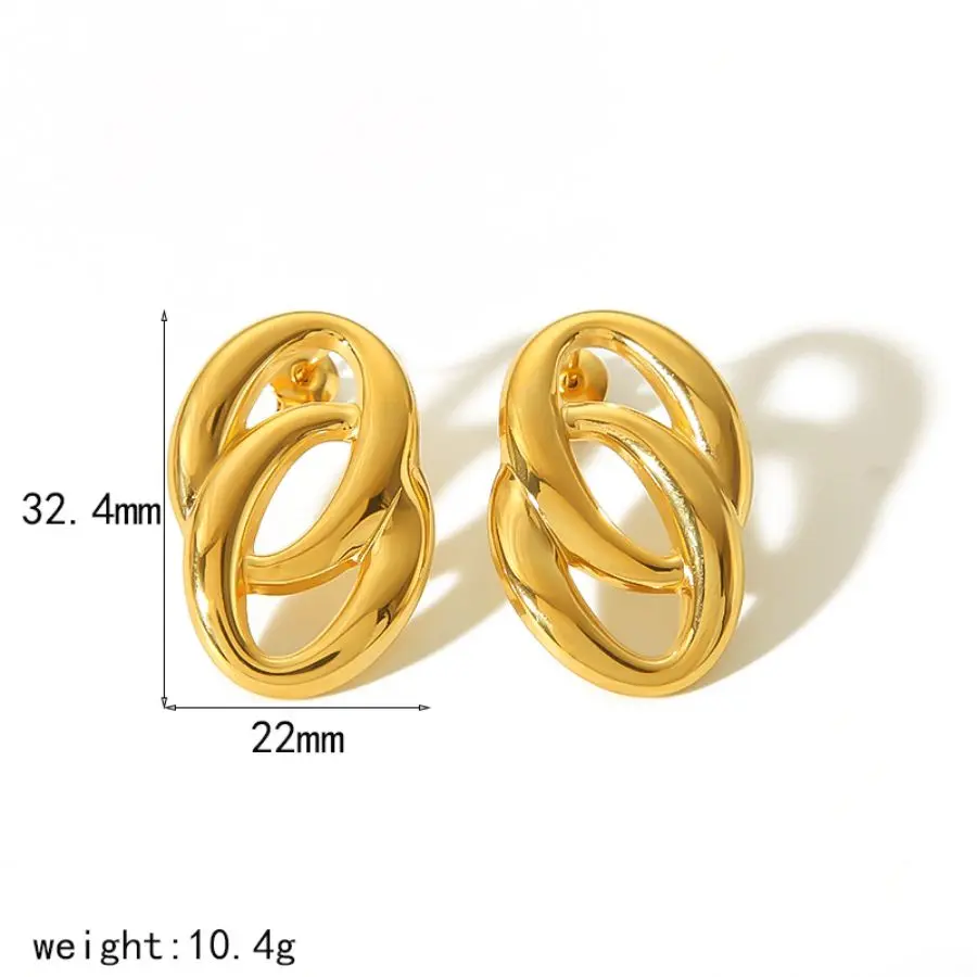 1 Pair Simple Classic Style Geometric Stainless Steel 18K Gold Plated Women's Stud Earrings h5 Picture2